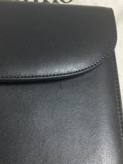 Vintage Valentino Garavani, gray leather chain shoulder bag with golden round V motif charm. Can be clutch bag as well. 060531r7