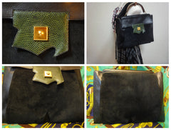 80's Vintage HERMES business portfolio bag, president in calf, suede, lizard. Stamp R, 1988. Limited edition back in the era. Unisex