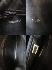 80's vintage Chanel dark brown quilted lambskin shoulder bag with CC motif and built-in chain shoulder strap. Rare Chanel purse