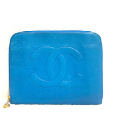 Vintage CHANEL blue caviar clutch bag, iPhone case, large wallet, cosmetic case pouch, mini bag. Best purse for daily use. 0506308