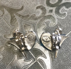 Vintage Christian Lacroix silver and blue earrings. Blue and pink crystal stones. Rare statement jewelry. Great gift.  0506302