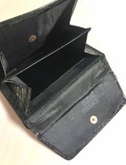 Vintage Gianni Versace black croc embossed leather wallet. Golden and silver Sunburst charm at front. Masterpiece for unisex use. 050407r8