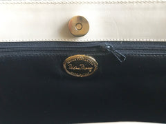 Vintage Paloma Picasso ivory beige leather large shoulder bag, tote bag with golden alphabet, letter print. Must have daily purse. 050425r3