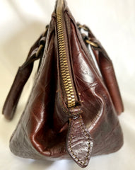 Vintage Mulberry croc embossed leather birkin mini doctor's bag style handbag. Classic masterpiece back in the old era of Roger Saul. 061022