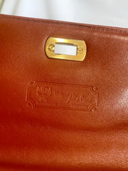 Vintage MCM classic brown monogram Kelly bag with golden logo plate. Perfect daily use bag.  By Michael Cromber, Germany