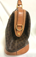 Vintage Celine brown macadam blaison doctor bag with tanned brown leather trimming. Classic unisex use bag. riri zipper. 050315r3