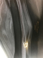 Vintage Salvatore Ferragamo Gancini black leather wallet with gold tone closure. Classic purse. 070203re1