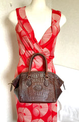 Vintage Mulberry croc embossed leather birkin mini doctor's bag style handbag. Classic masterpiece back in the old era of Roger Saul. 061022