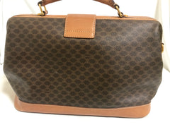 Vintage Celine brown macadam blaison doctor bag with tanned brown leather trimming. Classic unisex use bag. riri zipper. 050315r3