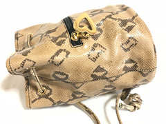 Vintage MOSCHINO by redwall snakeskin print leather mini backpack with golden M logo charm. Perfect chic and mod daily bag. 070131re1