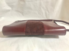 Vintage Christian Dior wine red leather clutch shoulder bag with engraved logo at center. Classic and beautiful purse. 060905r4
