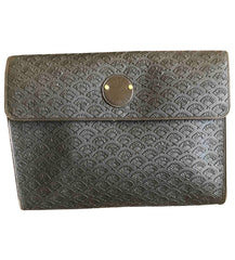 Vintage Karl Lagerfeld black fan pattern document bag, portfolio purse with logo motif. Great for unisex and daily use.