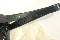 1990s Vintage CHANEL Black Patent Enamel Leather Fanny Pack / Hip Bag / Party Clutch — Belt Size 28–30" — 050320r17