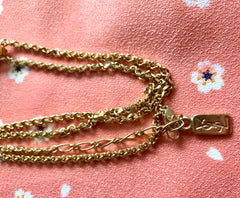 Vintage Yves Saint Laurent Golden Chain Necklace with Square/Rhombus Pendant | Crystal Accents | Iconic YSL Jewelry | 050327re6