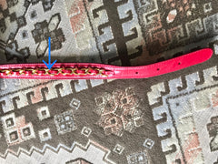 Vintage CHANEL red leather 2.55 waist purse, fanny pack, hip bag with gold CC closure and chain belt.  Belt 28”- 33”(71cm~77cm).