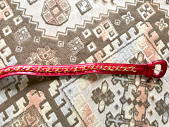 Vintage CHANEL red leather 2.55 waist purse, fanny pack, hip bag with gold CC closure and chain belt.  Belt 28”- 33”(71cm~77cm).