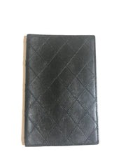 Vintage CHANEL black stitched leather book cover, diary cover, checkbook case etc. Unisex purse. Classic and simple beauty.