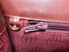 Vintage Cartier wine leather clutch bag, mini document purse with logo motif. Unisex bag from must de Cartier Collection. 060531r8