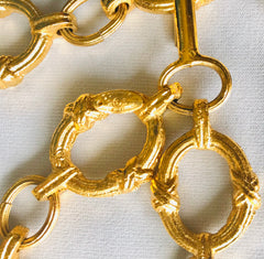 Vintage CHANEL nice and heavy thick golden chain belt with large CC motif charm. Double chain design at front. Gorgeous belt. 07610re4
