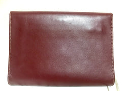 Vintage Cartier wine leather clutch bag, mini document purse with logo motif. Unisex bag from must de Cartier Collection. 060531r8