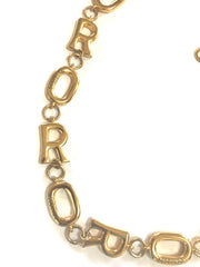 Vintage Moschino chain statement necklace with golden O and R letter charms with logos. 050323re5