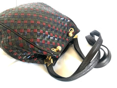 Vintage Bottega Veneta multicolor intrecciato woven lamb leather hobo shoulder bag. Brown, navy, khaki, and wine. Beautiful classic purse.
