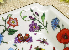 1980's vintage Gucci ceramic flower and butterflies plate, porcelain ashtray. Rare masterpieces from Gucci and BERNARDAUD LIMOGES. Accornero