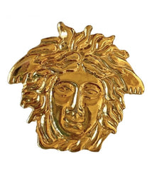 Vintage Gianni Versace gold medusa head face brooch. Can be hat, jacket pin. Great gift idea. 0410032