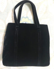 MINT. Vintage Paloma Picasso black velvet tote bag with golden logo motifs. Perfect casual use bag. 061105re3