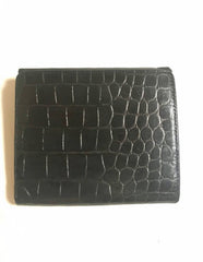 Vintage Gianni Versace black croc embossed leather wallet. Golden and silver Sunburst charm at front. Masterpiece for unisex use. 050407r8