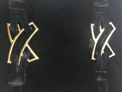 MINT. Vintage Paloma Picasso black velvet tote bag with golden logo motifs. Perfect casual use bag. 061105re3