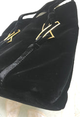 MINT. Vintage Paloma Picasso black velvet tote bag with golden logo motifs. Perfect casual use bag. 061105re3