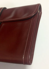 80's vintage HERMES jige, document case, dark wine, bordeaux boxcalf portfolio purse, iPad case. Classic and sophisticated style.
