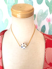 MINT. Vintage CHANEL skinny chain necklace with CC white ball and colorful stones. Perfect gift. Classic vintage jewelry. 070606re1