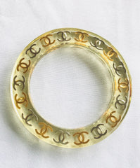 Vintage CHANEL resin bangle, bracelet with gold and silver CC marks. One of a kind jewelry piece. 050323re7