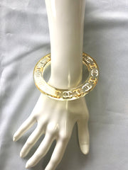 Vintage CHANEL resin bangle, bracelet with gold and silver CC marks. One of a kind jewelry piece. 050323re7