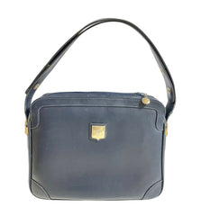 Vintage Celine navy genuine leather shoulder bag with golden logo. Perfect elegance for your daily use. 0410245