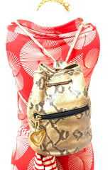 Vintage MOSCHINO by redwall snakeskin print leather mini backpack with golden M logo charm. Perfect chic and mod daily bag. 070131re1