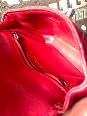 Vintage CHANEL red leather 2.55 waist purse, fanny pack, hip bag with gold CC closure and chain belt.  Belt 28”- 33”(71cm~77cm).