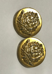 Vintage Gianni Versace round gold tone medusa face motif earrings. Must have Lady Gaga style jewelry piece. Great gift. 060523re3