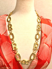 Vintage Moschino chain statement necklace with golden O and R letter charms with logos. 050323re5