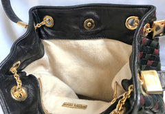 Vintage Bottega Veneta multicolor intrecciato woven lamb leather hobo shoulder bag. Brown, navy, khaki, and wine. Beautiful classic purse.