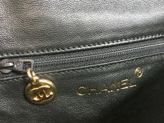 1990s Vintage CHANEL Black Patent Enamel Leather Fanny Pack / Hip Bag / Party Clutch — Belt Size 28–30" — 050320r17