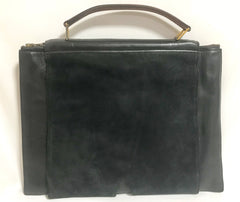 80's Vintage HERMES business portfolio bag, president in calf, suede, lizard. Stamp R, 1988. Limited edition back in the era. Unisex