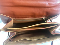 Vintage MCM classic brown monogram Kelly bag with golden logo plate. Perfect daily use bag.  By Michael Cromber, Germany