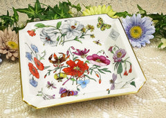 1980's vintage Gucci ceramic flower and butterflies plate, porcelain ashtray. Rare masterpieces from Gucci and BERNARDAUD LIMOGES. Accornero