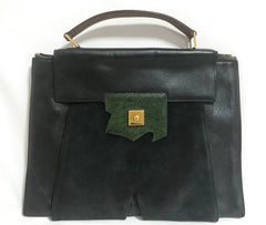 80's Vintage HERMES business portfolio bag, president in calf, suede, lizard. Stamp R, 1988. Limited edition back in the era. Unisex