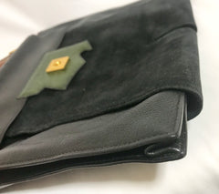 80's Vintage HERMES business portfolio bag, president in calf, suede, lizard. Stamp R, 1988. Limited edition back in the era. Unisex