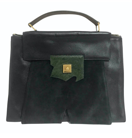 80's Vintage HERMES business portfolio bag, president in calf, suede, lizard. Stamp R, 1988. Limited edition back in the era. Unisex