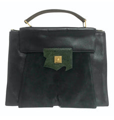 80's Vintage HERMES business portfolio bag, president in calf, suede, lizard. Stamp R, 1988. Limited edition back in the era. Unisex